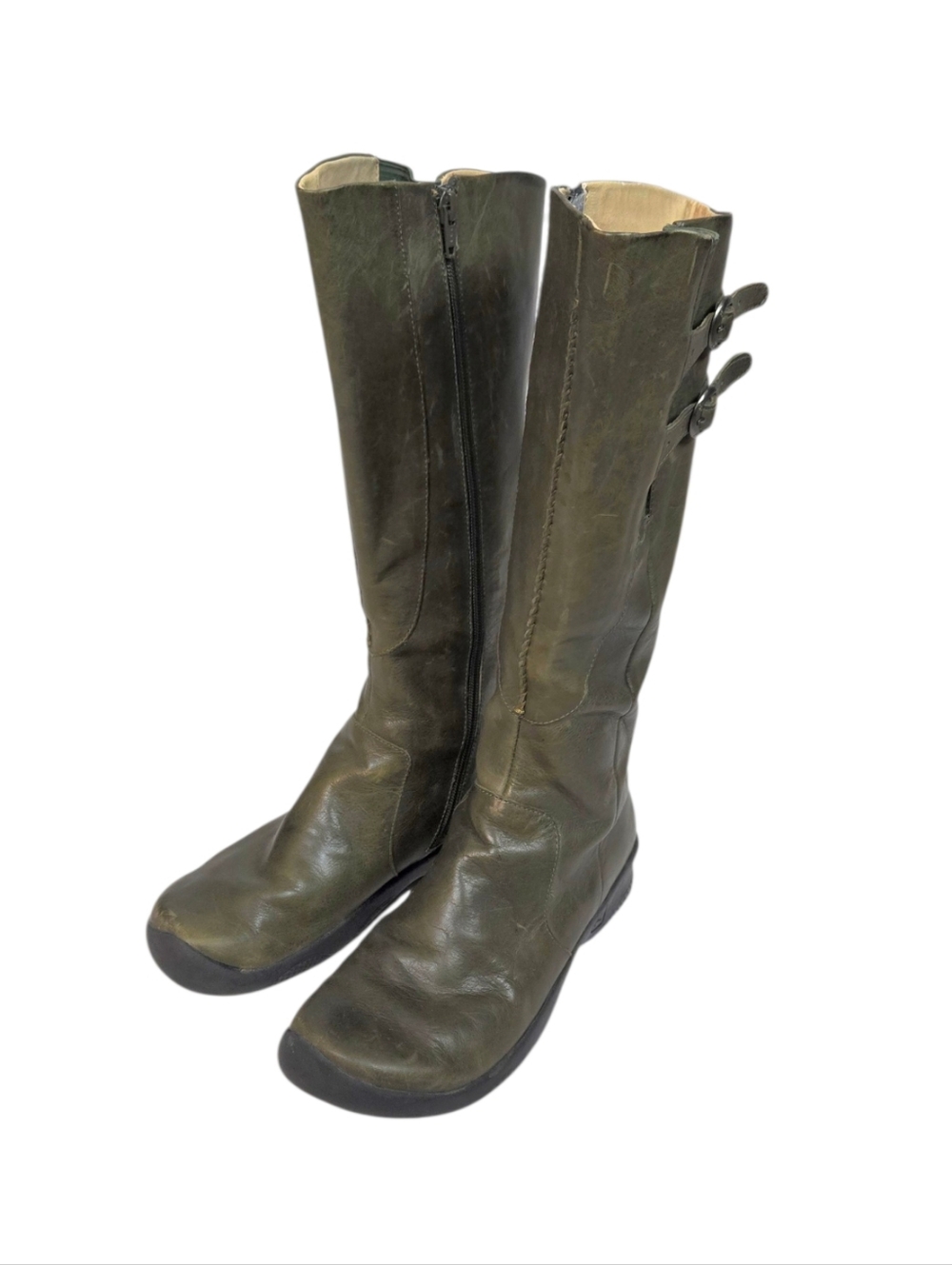 Keen Womens Bern Baby Tall Olive Green Leather Riding Boots